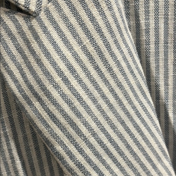 SAGE THE LABEL: Baby Blue & White Stripped Casual Blazer - Picture 8 of 9